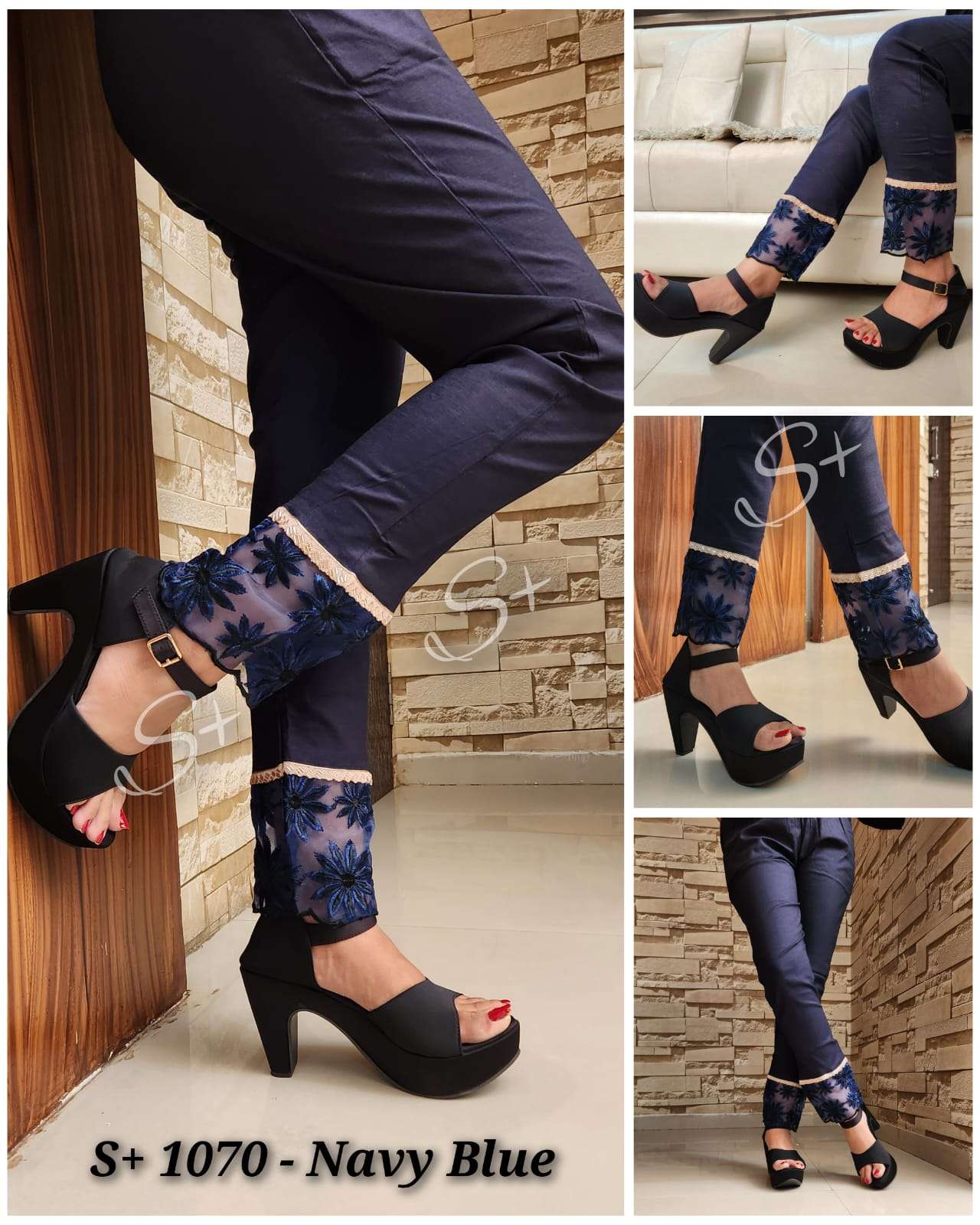 S+1070 -  FANCY & DESIGNER COTTON LYCRA STRETCHABLE PANT WITH HANDWORK & EMBROIDERY
